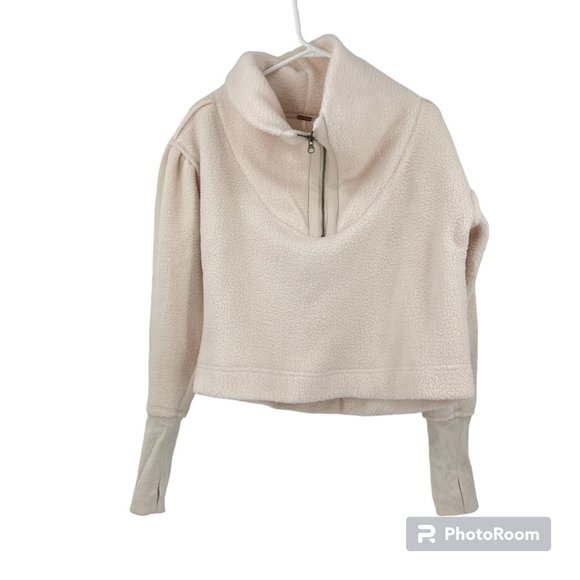 Free People Fleece Champagne Dreams Poppy sweater Cropped Pullover NWT Size S - Picture 2 of 7